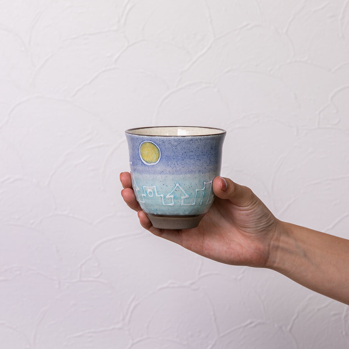 月の夜 湯呑 満月ブルー – 丹山窯 土岐美濃焼 TANZAN